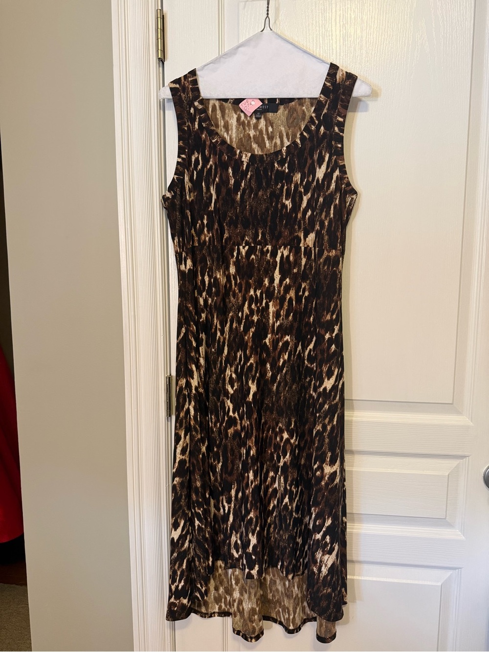 Nine West Brown and Cream Leopard-Print Midi Dress